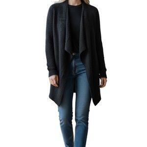 Barefoot Dreams Women’s S/M Black Island Wrap Drape Front Cardigan Knit Sweater